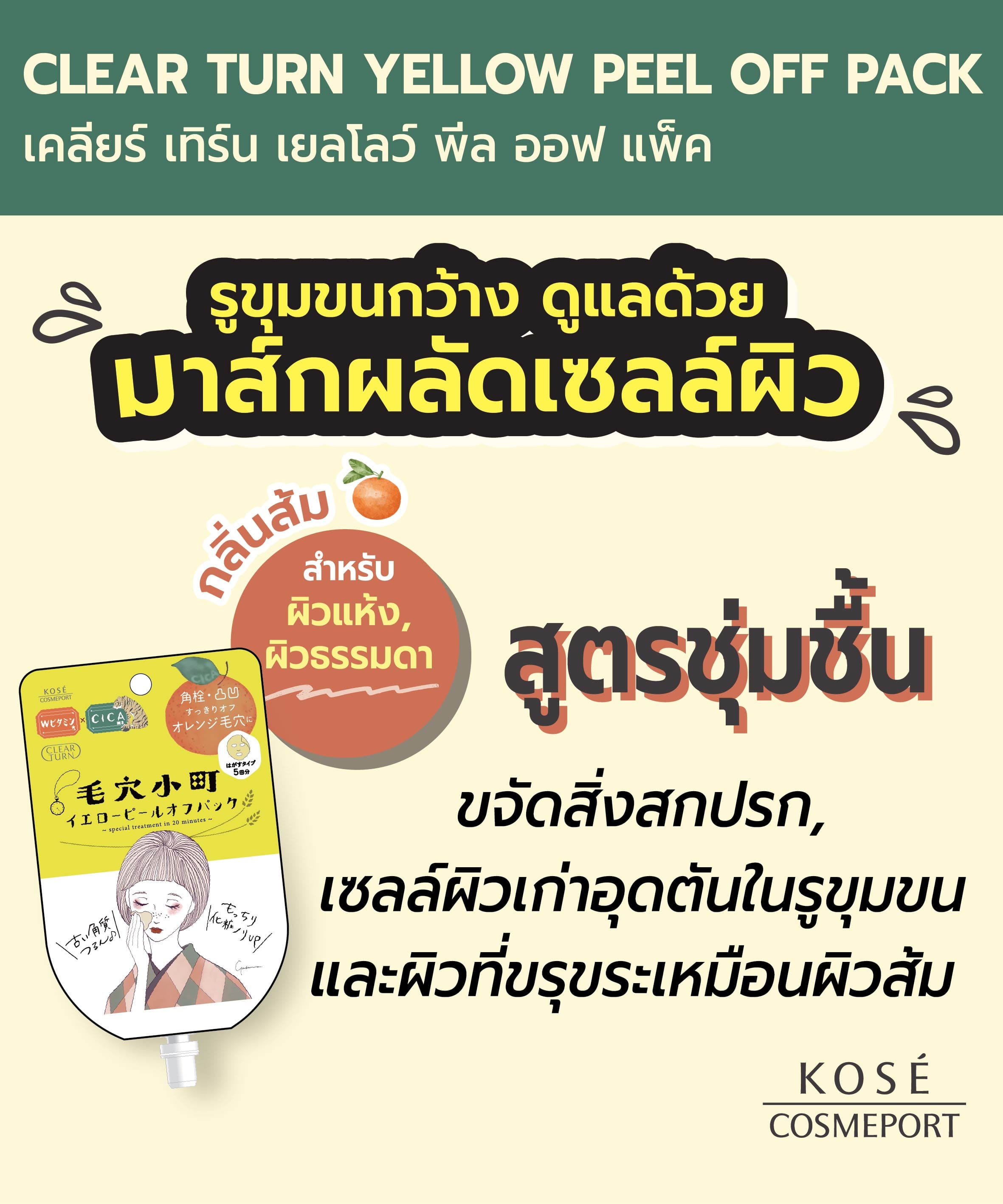 มาสก์ผลัดเซลล์ผิวแบบทา CLEAR TURN  เยลโลว์ พีล ออฟ แพ็ค 30 กรัม_2